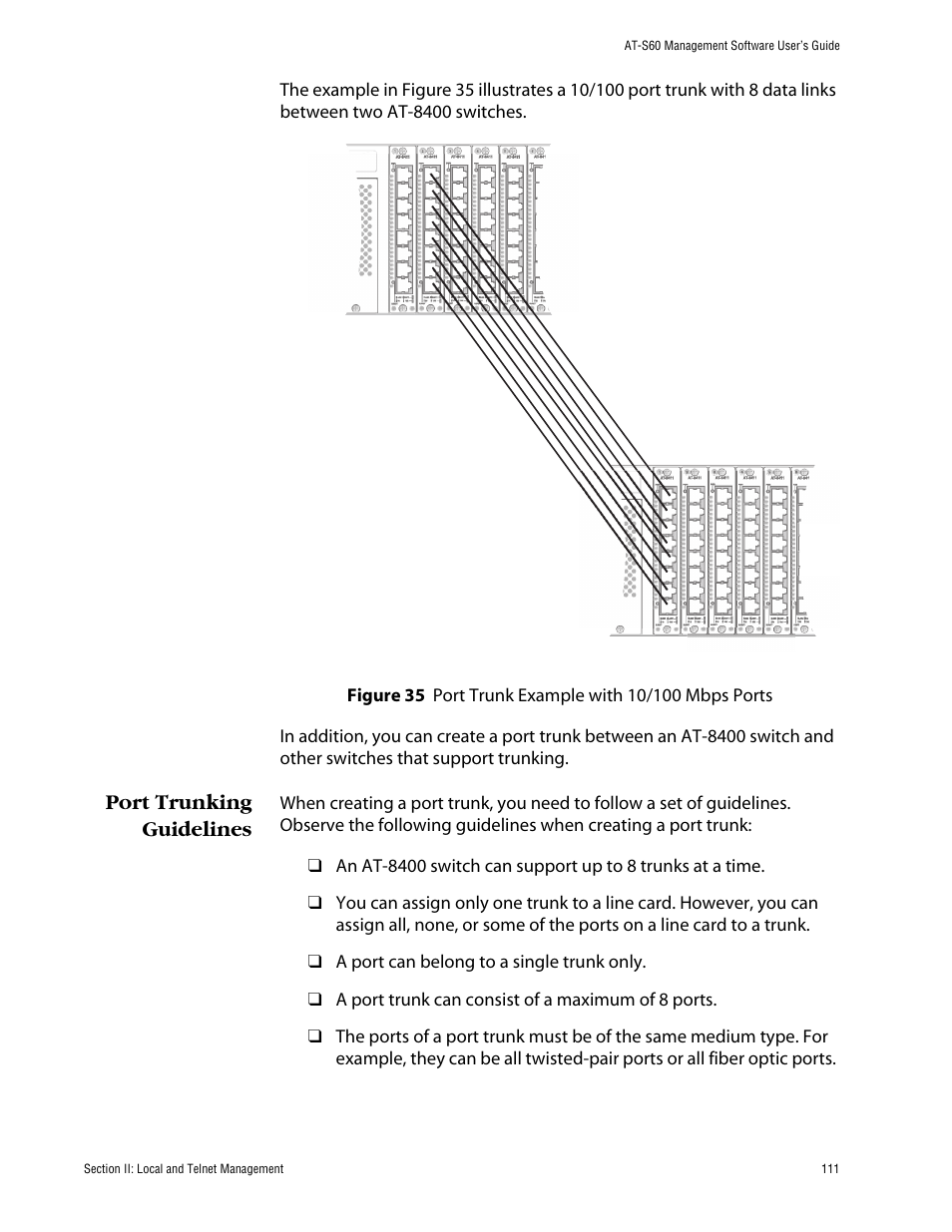 Port trunking guidelines | Allied Telesis AT-S60 User Manual | Page 112 / 615