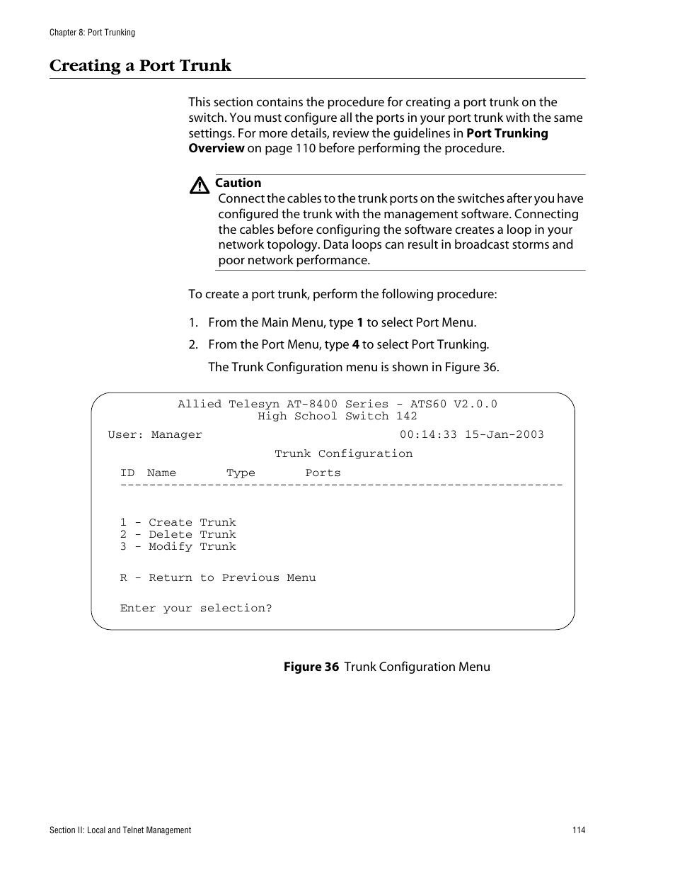 Creating a port trunk | Allied Telesis AT-S60 User Manual | Page 115 / 615