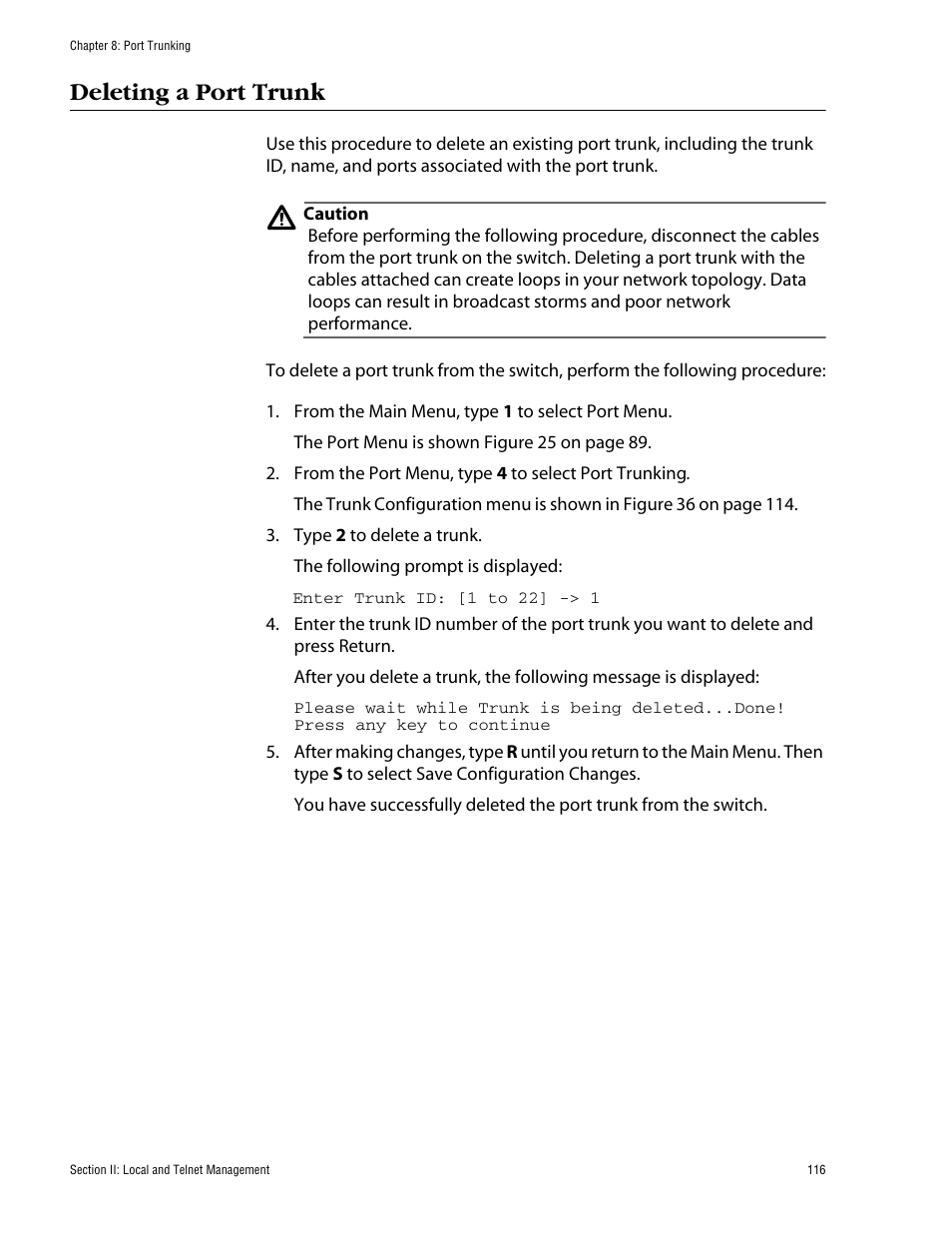 Deleting a port trunk | Allied Telesis AT-S60 User Manual | Page 117 / 615