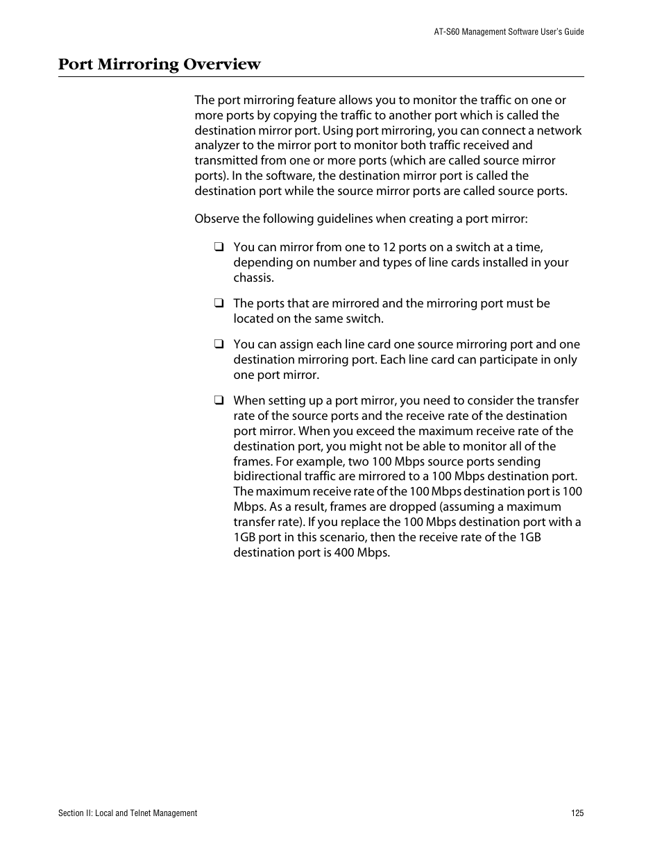 Port mirroring overview | Allied Telesis AT-S60 User Manual | Page 126 / 615