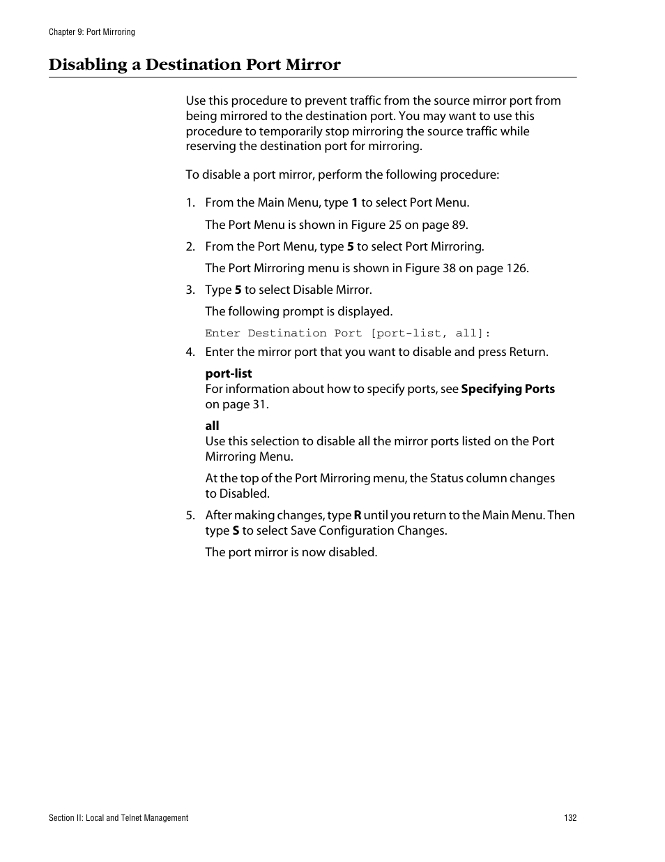 Disabling a destination port mirror | Allied Telesis AT-S60 User Manual | Page 133 / 615