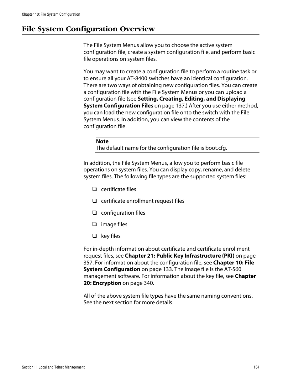 File system configuration overview | Allied Telesis AT-S60 User Manual | Page 135 / 615