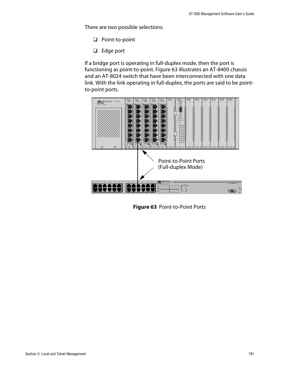 Point-to-point ports (full-duplex mode) | Allied Telesis AT-S60 User Manual | Page 192 / 615