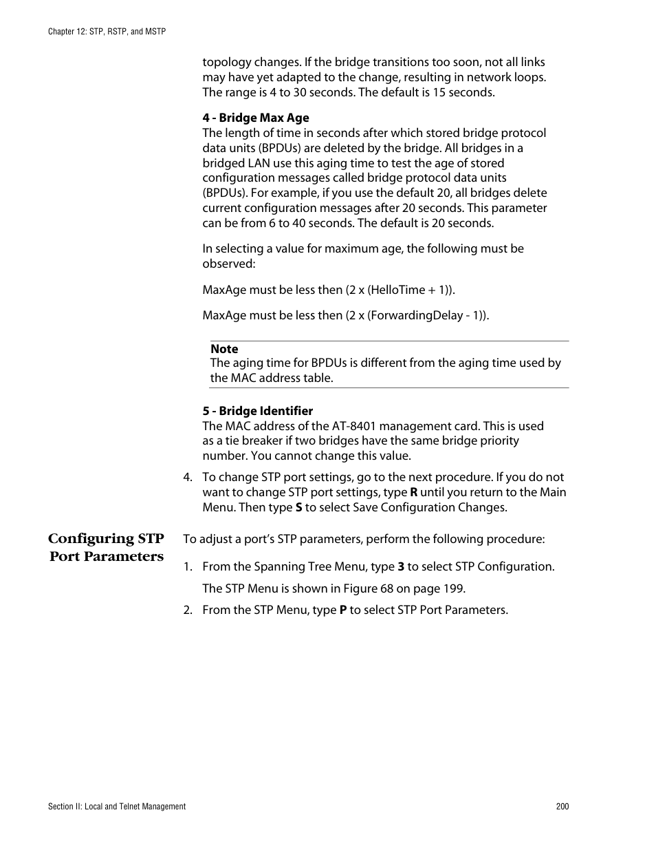 Configuring stp port parameters | Allied Telesis AT-S60 User Manual | Page 201 / 615