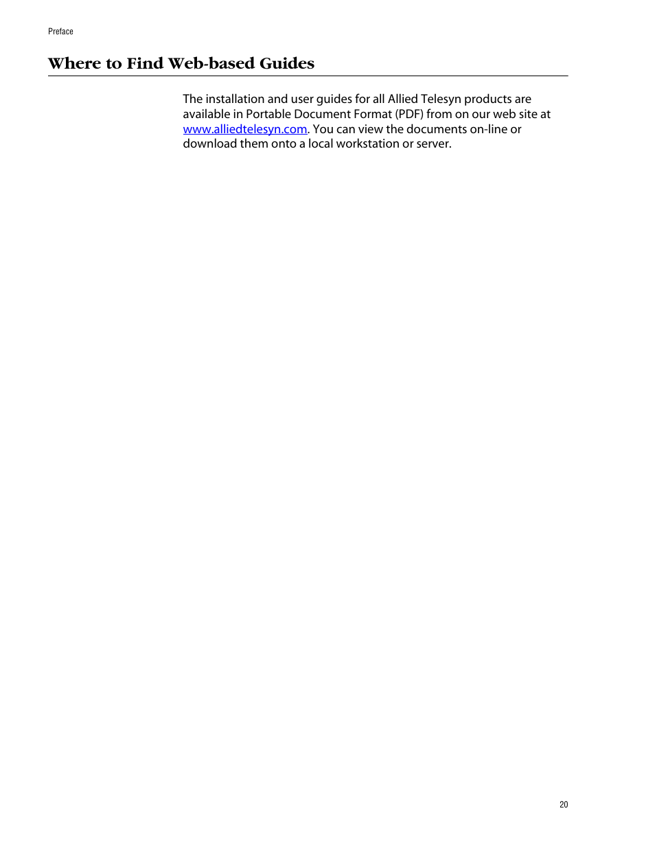 Where to find web-based guides | Allied Telesis AT-S60 User Manual | Page 21 / 615