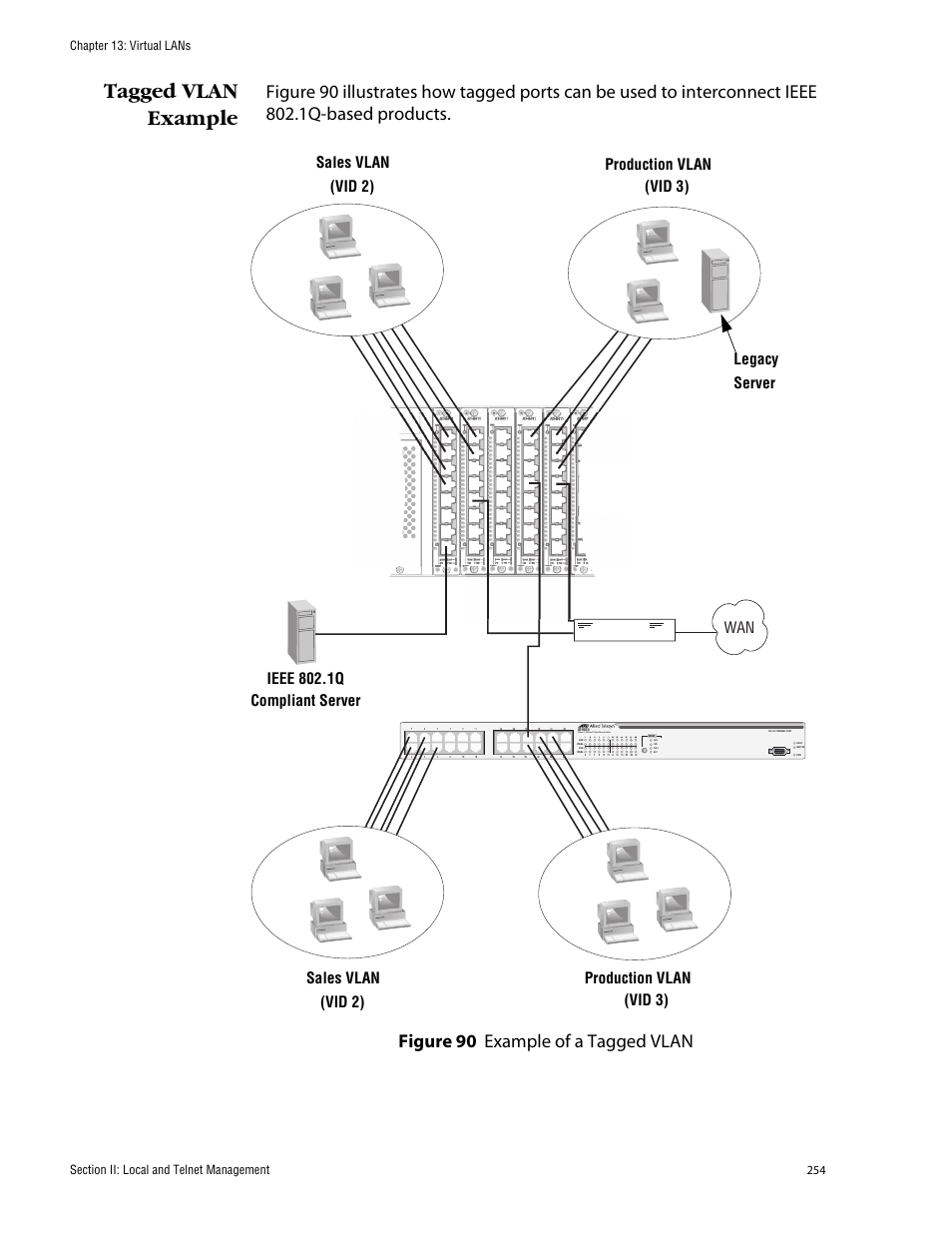 Tagged vlan example | Allied Telesis AT-S60 User Manual | Page 255 / 615