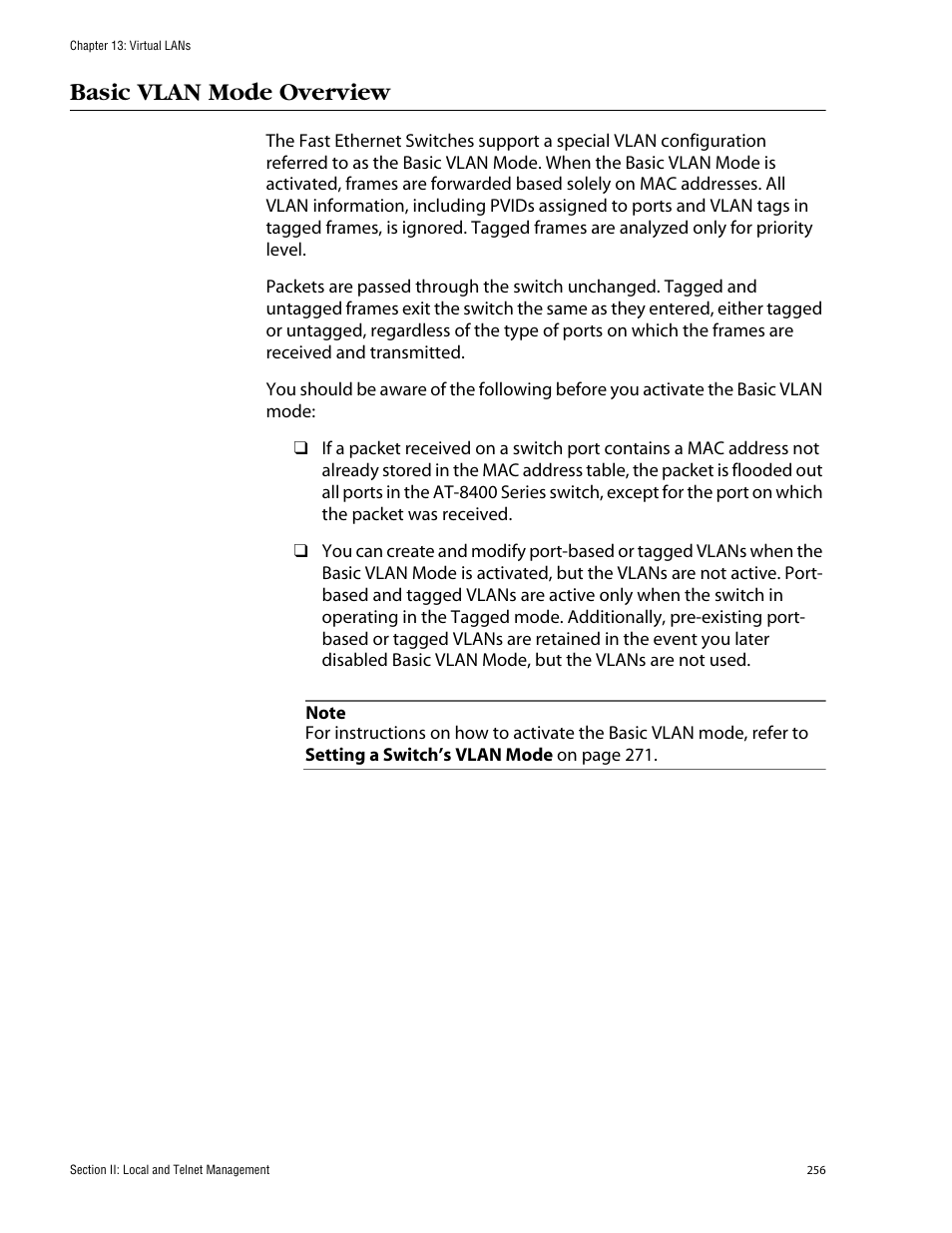 Basic vlan mode overview | Allied Telesis AT-S60 User Manual | Page 257 / 615