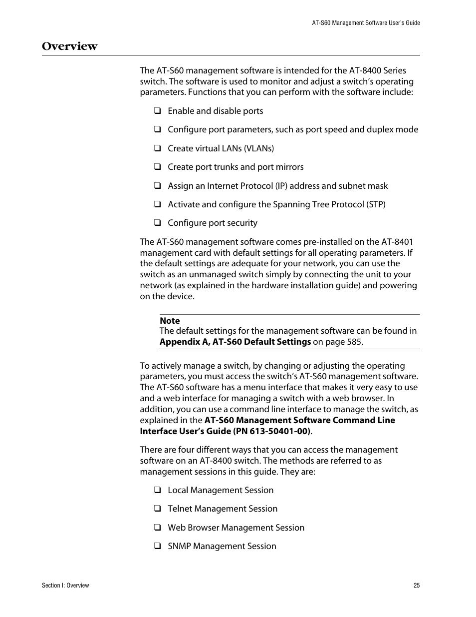 Overview | Allied Telesis AT-S60 User Manual | Page 26 / 615