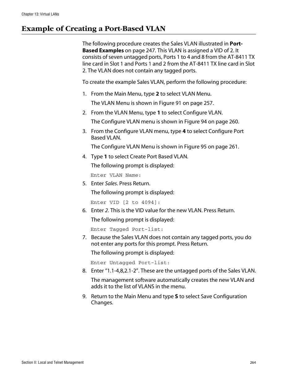 Example of creating a port-based vlan | Allied Telesis AT-S60 User Manual | Page 265 / 615