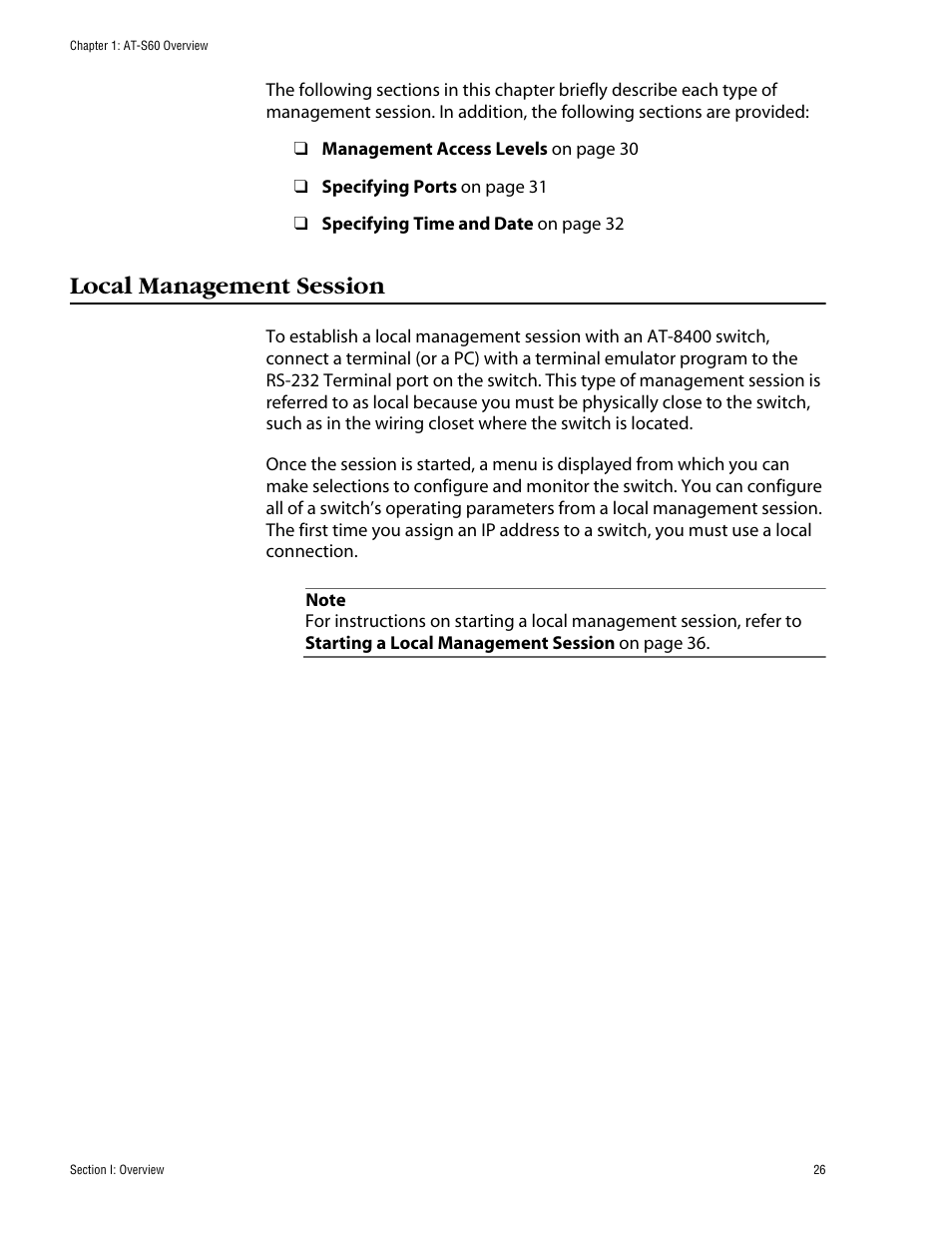 Local management session | Allied Telesis AT-S60 User Manual | Page 27 / 615