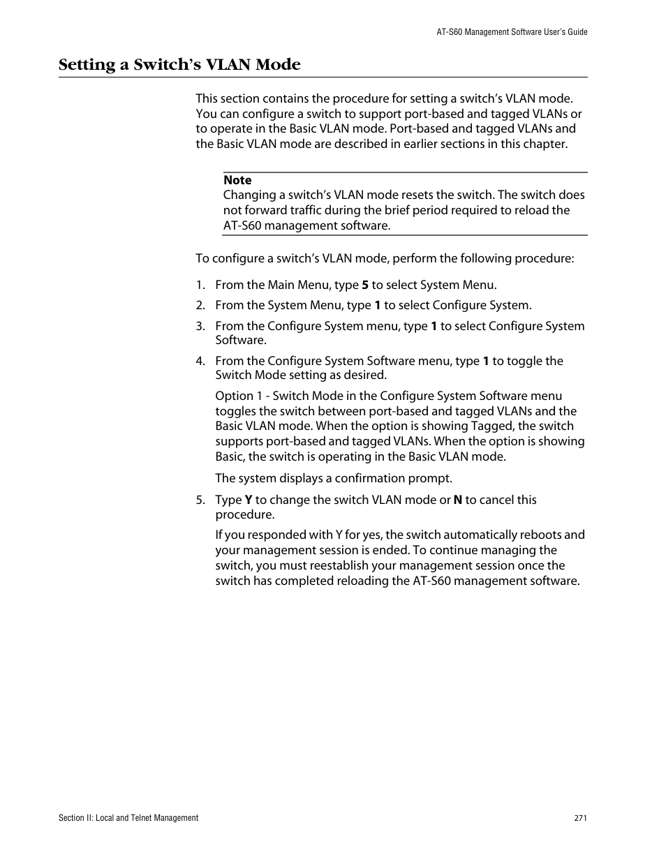 Setting a switch’s vlan mode | Allied Telesis AT-S60 User Manual | Page 272 / 615