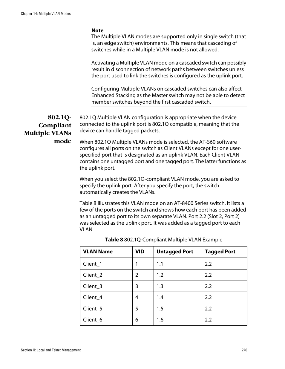 1q- compliant multiple vlans mode | Allied Telesis AT-S60 User Manual | Page 277 / 615