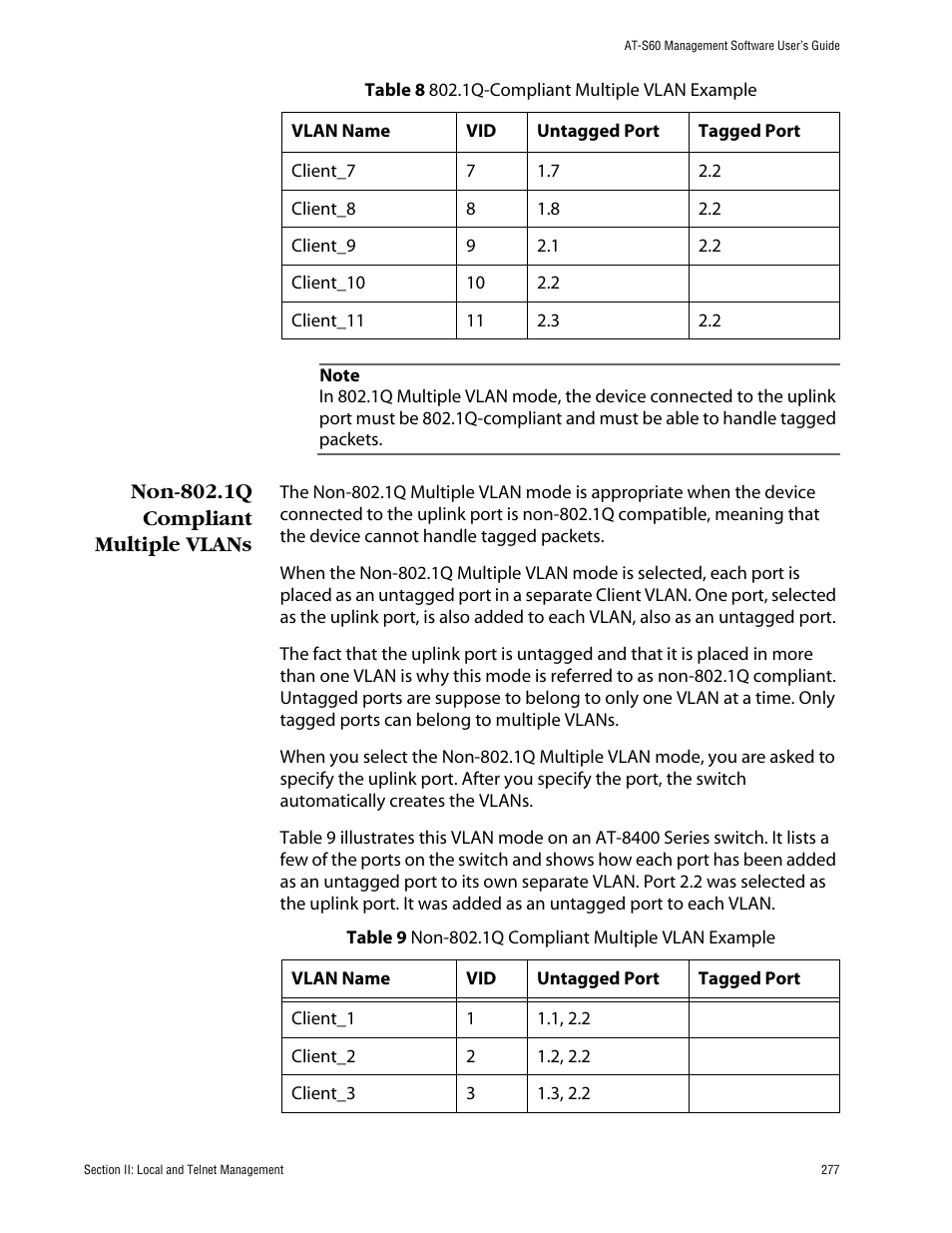 Non-802.1q compliant multiple vlans | Allied Telesis AT-S60 User Manual | Page 278 / 615