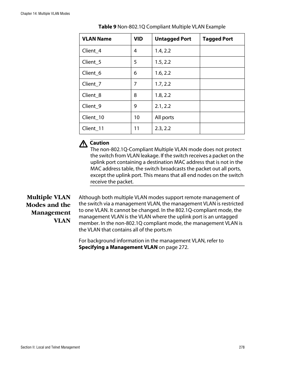 Multiple vlan modes and the management vlan | Allied Telesis AT-S60 User Manual | Page 279 / 615