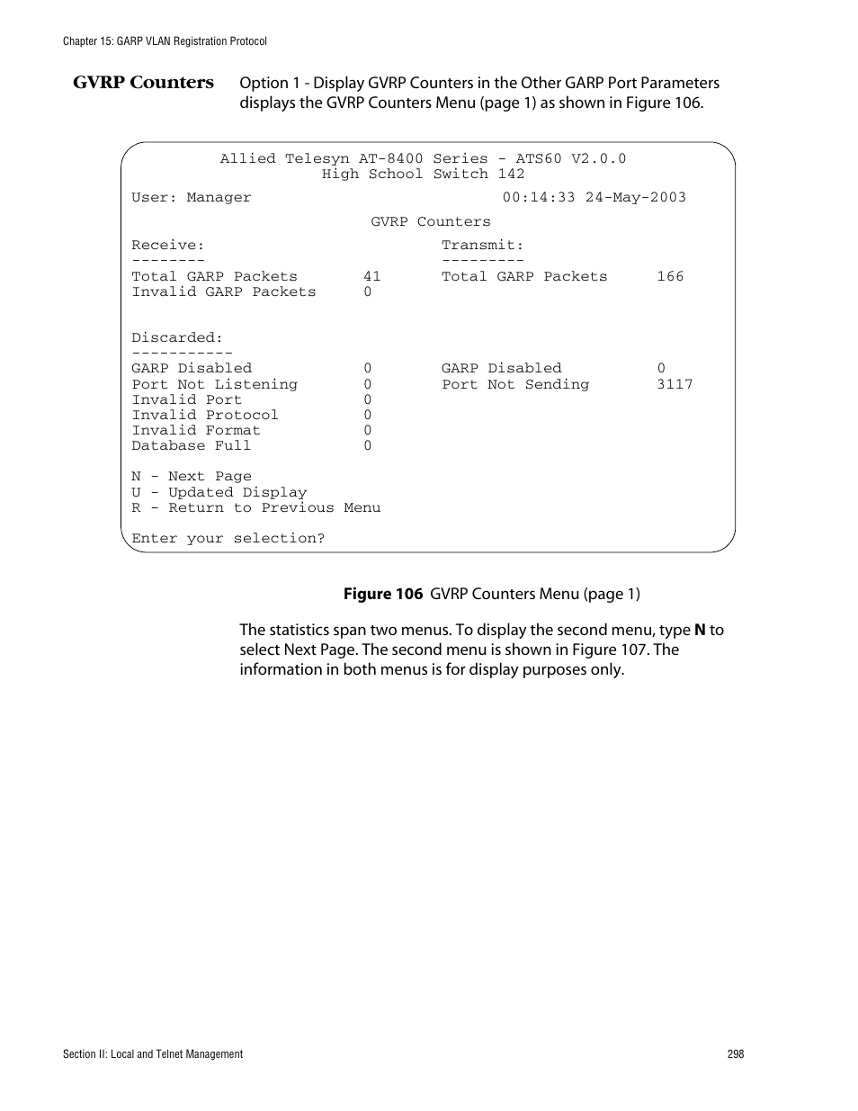 Gvrp counters | Allied Telesis AT-S60 User Manual | Page 299 / 615
