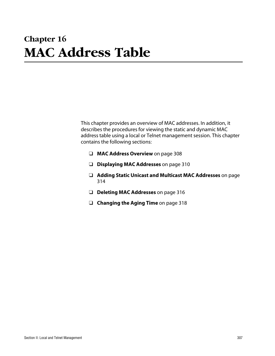 Chapter 16, Mac address table | Allied Telesis AT-S60 User Manual | Page 308 / 615