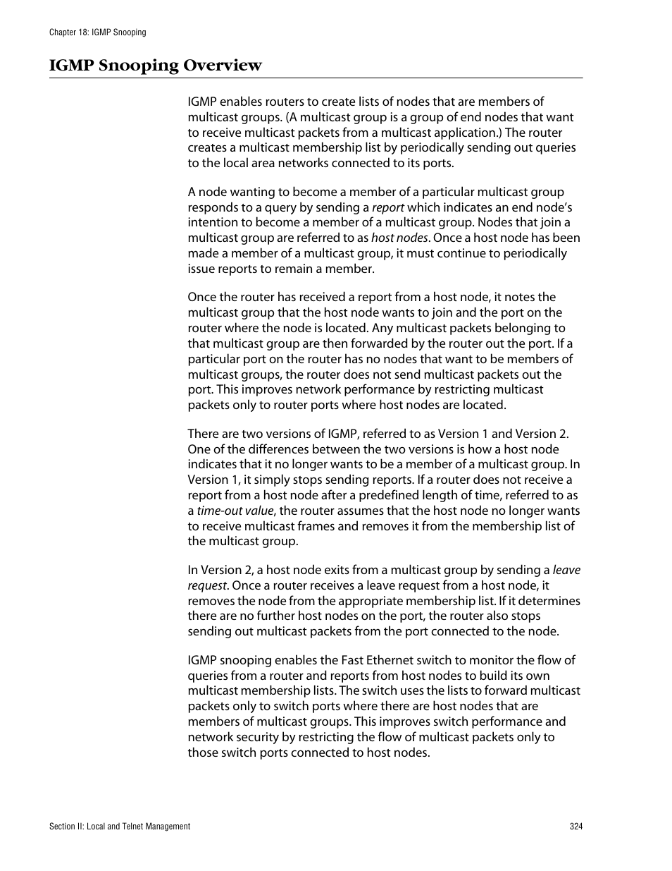 Igmp snooping overview | Allied Telesis AT-S60 User Manual | Page 325 / 615