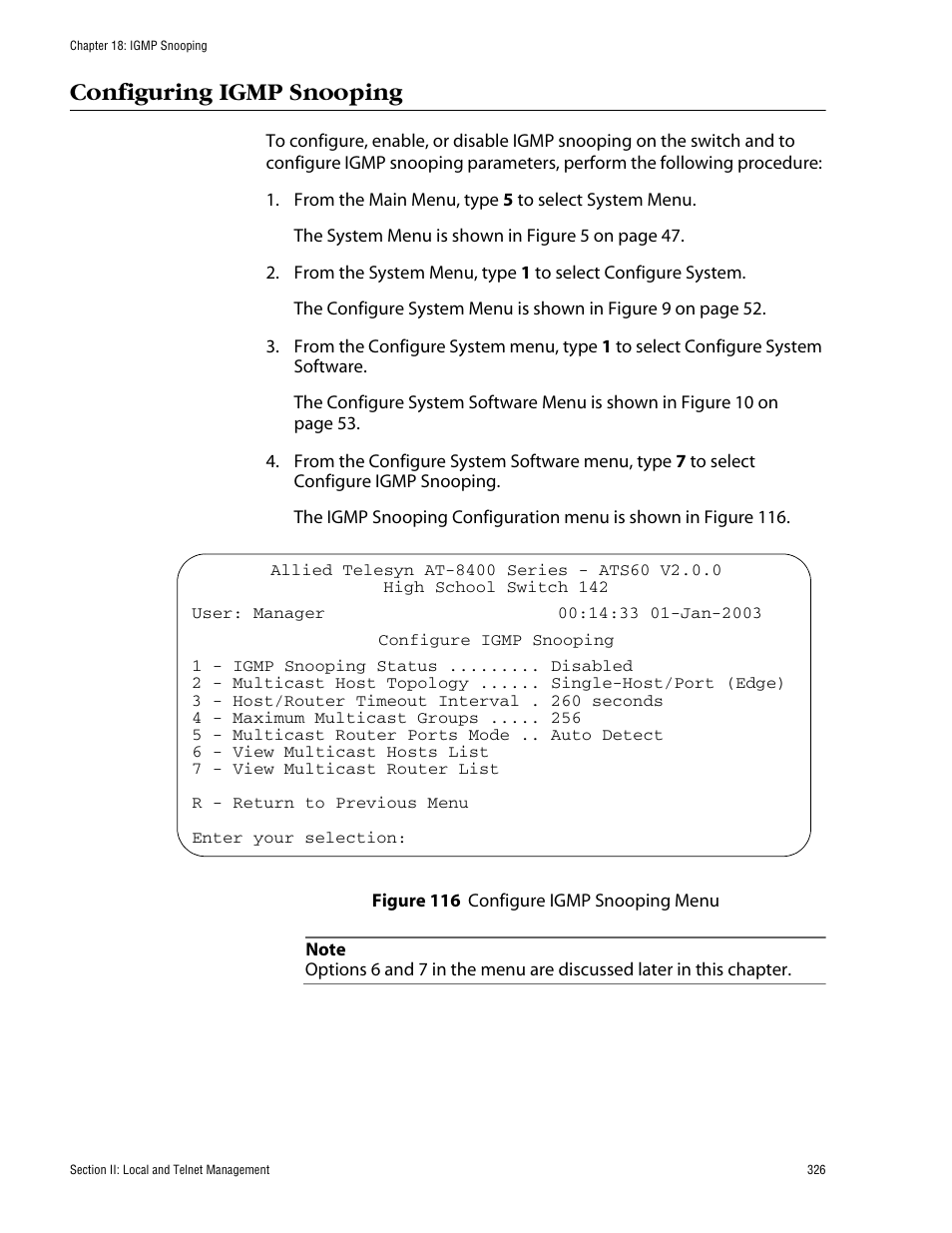 Configuring igmp snooping | Allied Telesis AT-S60 User Manual | Page 327 / 615