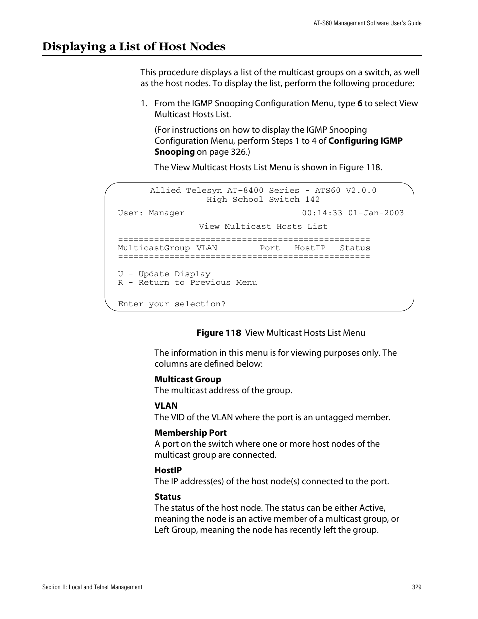 Displaying a list of host nodes | Allied Telesis AT-S60 User Manual | Page 330 / 615
