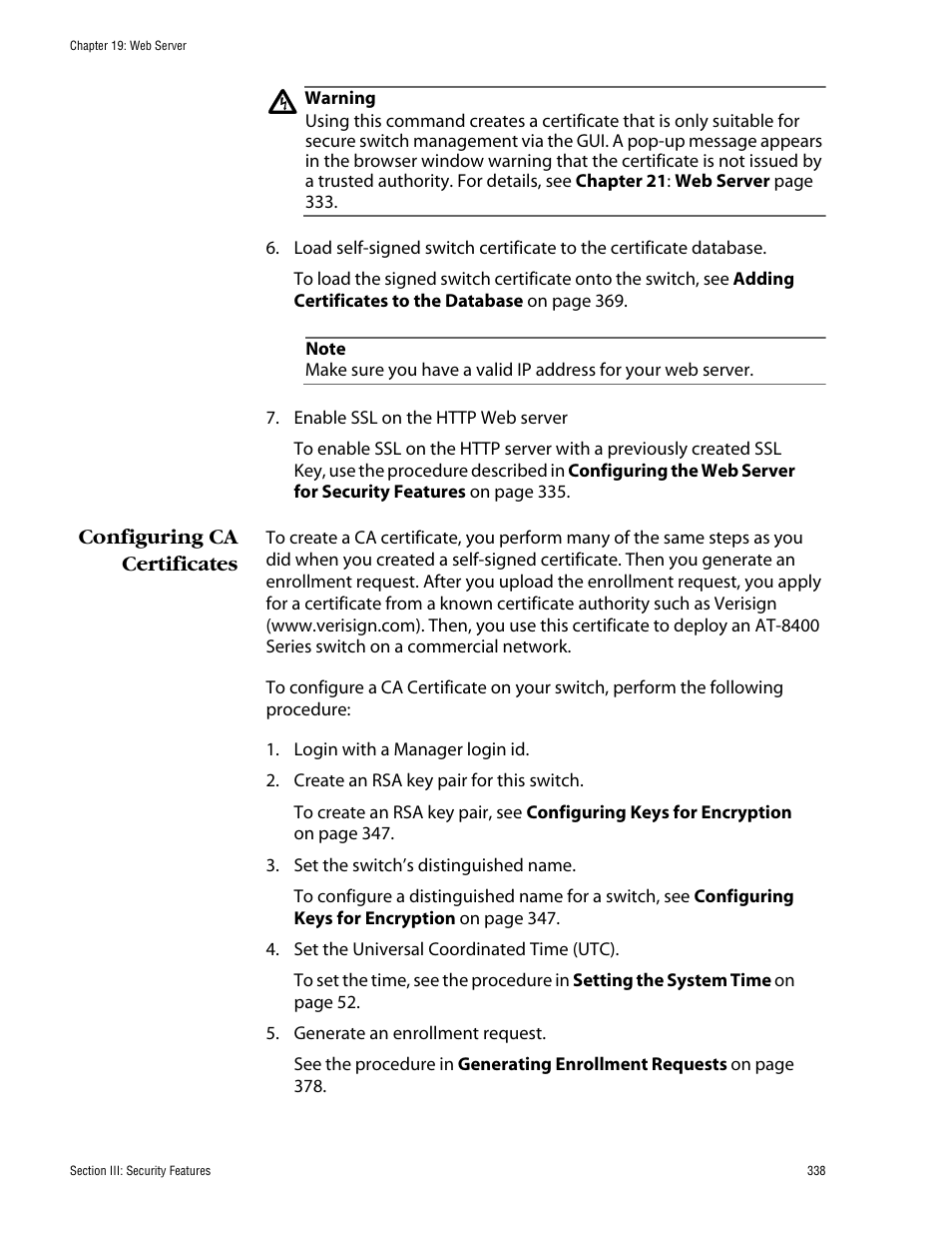 Configuring ca certificates | Allied Telesis AT-S60 User Manual | Page 339 / 615