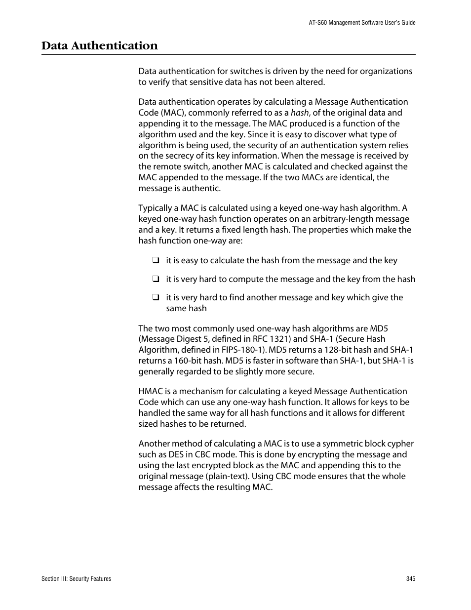Data authentication | Allied Telesis AT-S60 User Manual | Page 346 / 615