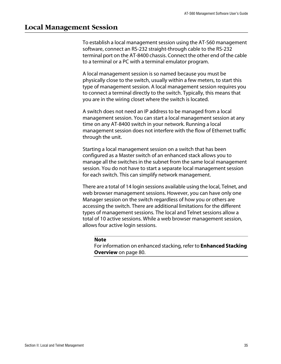 Local management session | Allied Telesis AT-S60 User Manual | Page 36 / 615