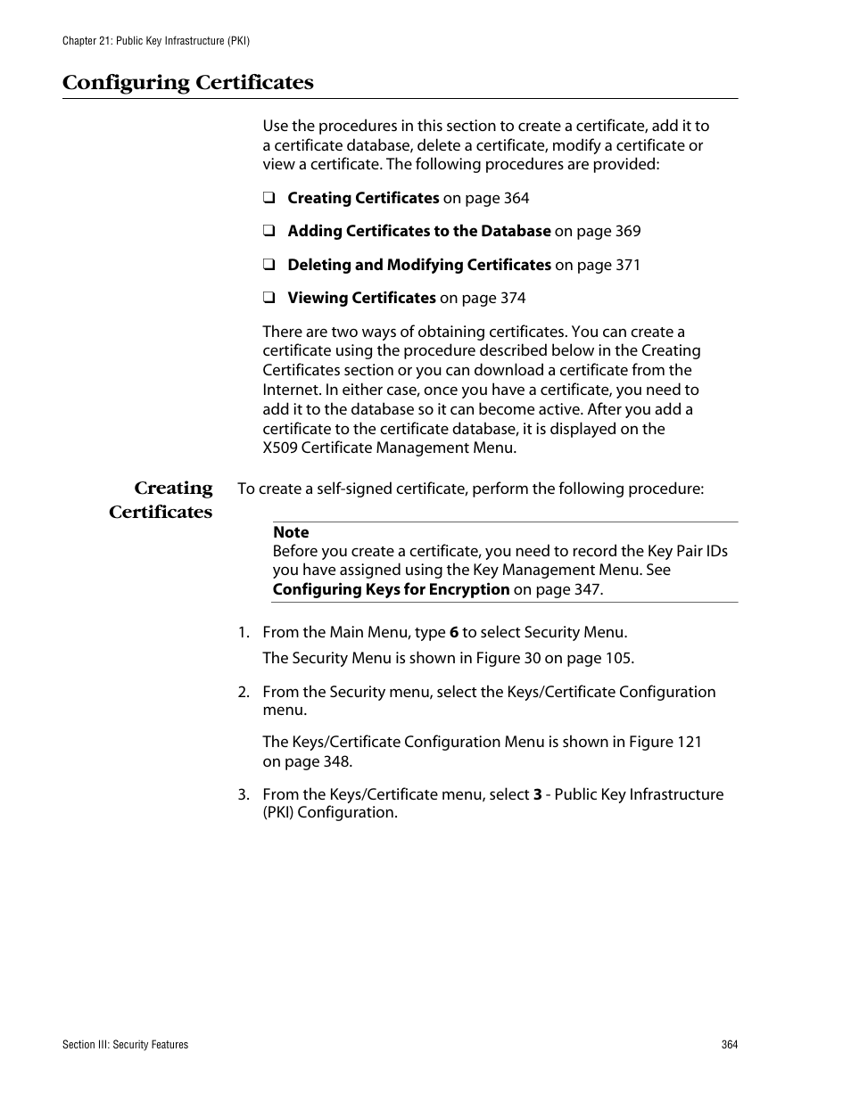 Configuring certificates, Creating certificates | Allied Telesis AT-S60 User Manual | Page 365 / 615