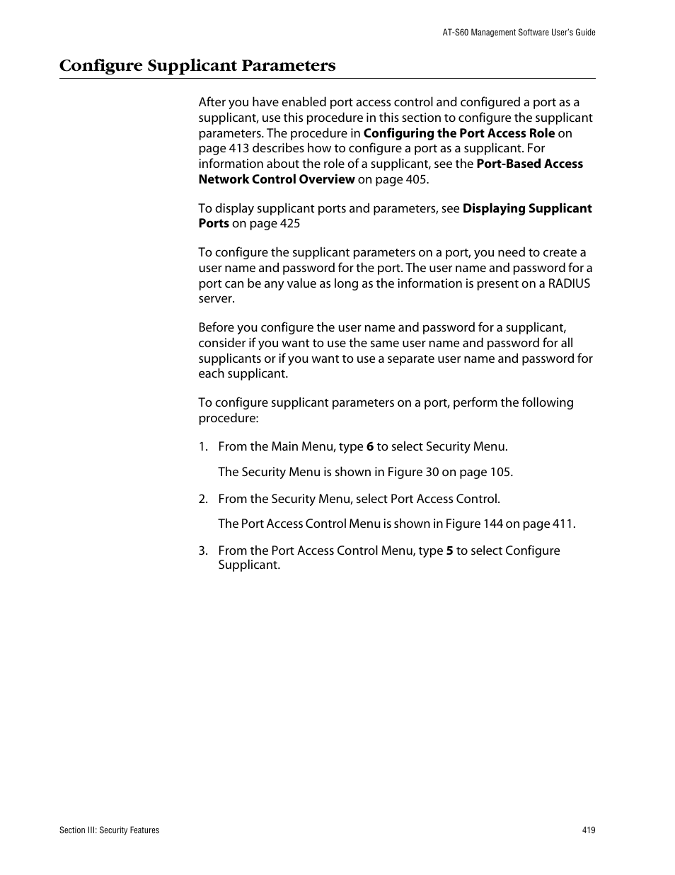 Configure supplicant parameters | Allied Telesis AT-S60 User Manual | Page 420 / 615