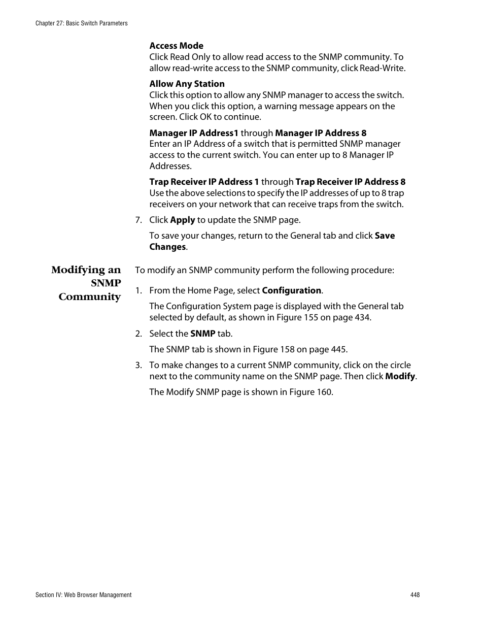 Modifying an snmp community | Allied Telesis AT-S60 User Manual | Page 449 / 615