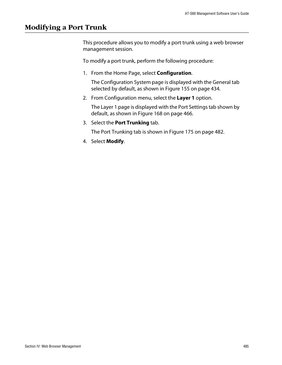 Modifying a port trunk | Allied Telesis AT-S60 User Manual | Page 486 / 615