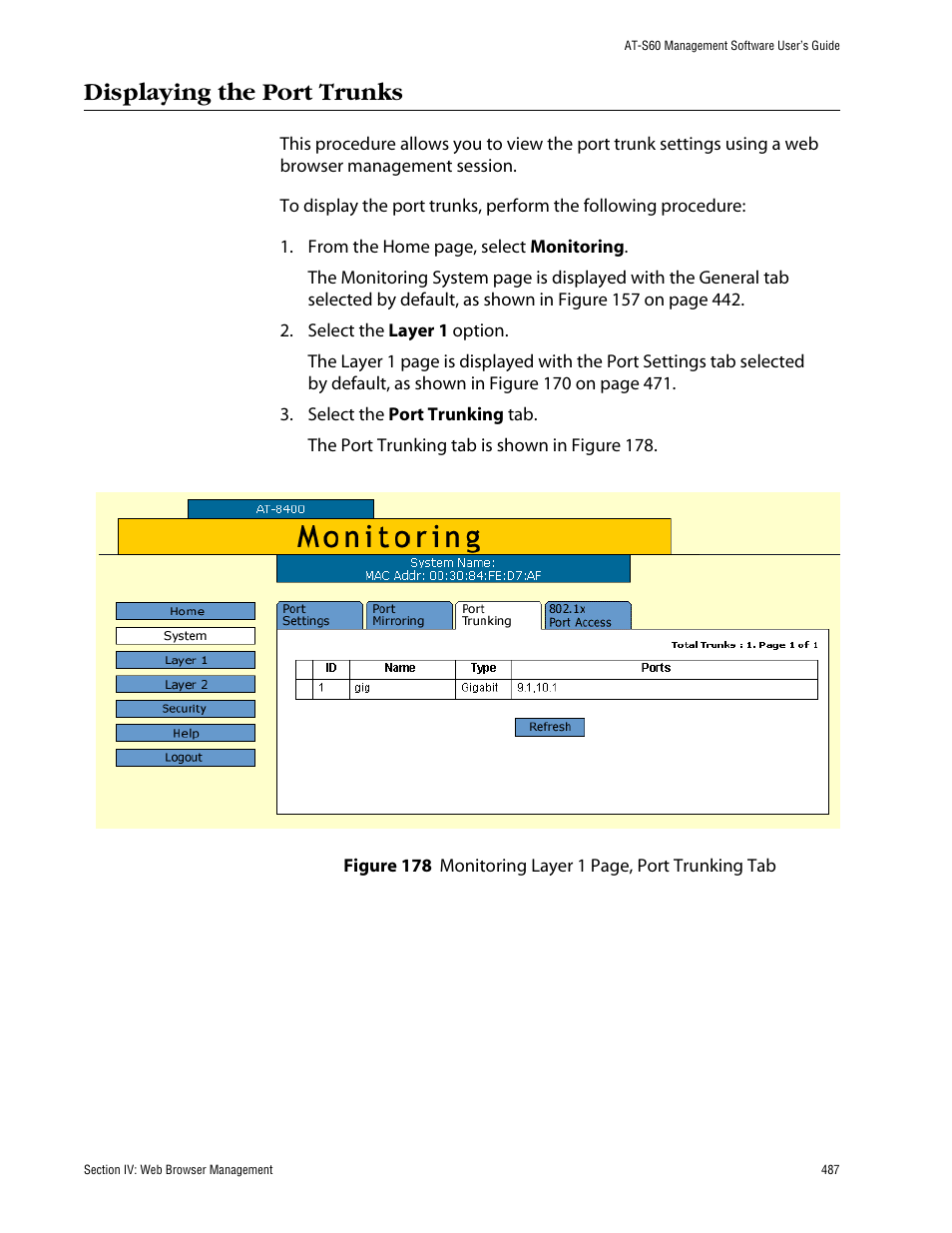 Displaying the port trunks | Allied Telesis AT-S60 User Manual | Page 488 / 615