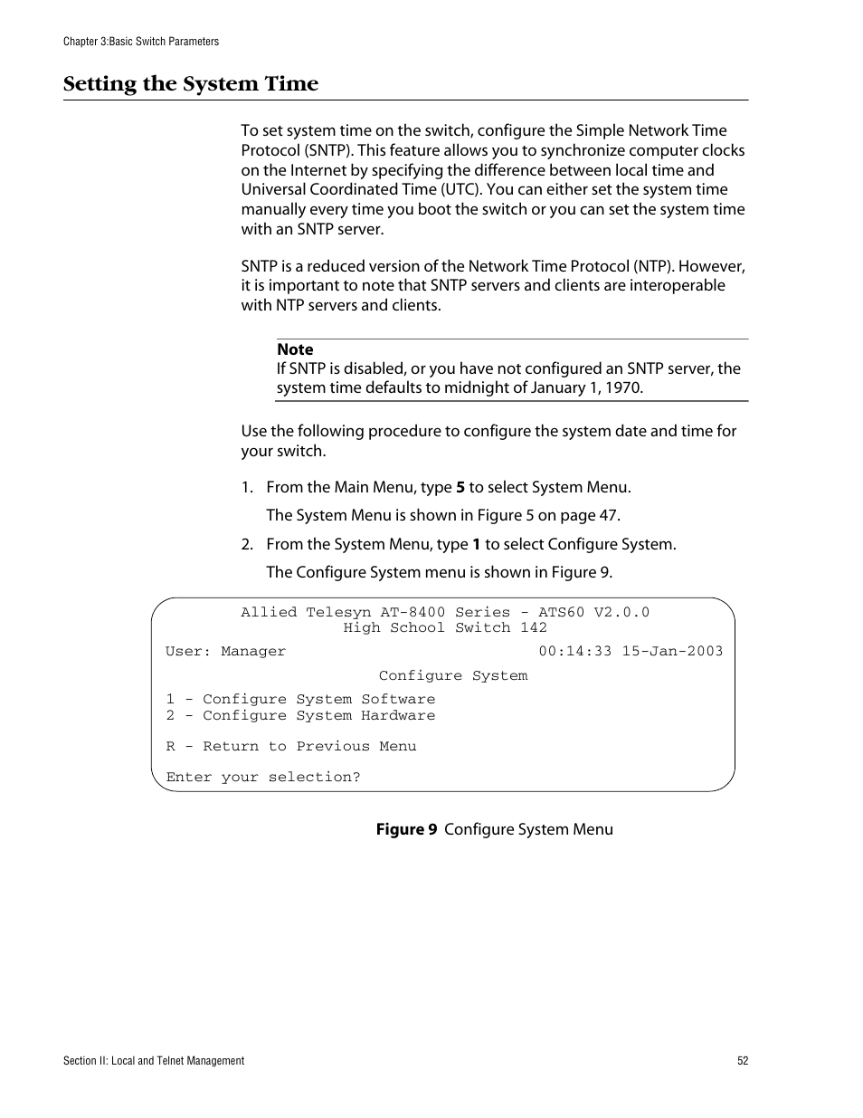 Setting the system time | Allied Telesis AT-S60 User Manual | Page 53 / 615
