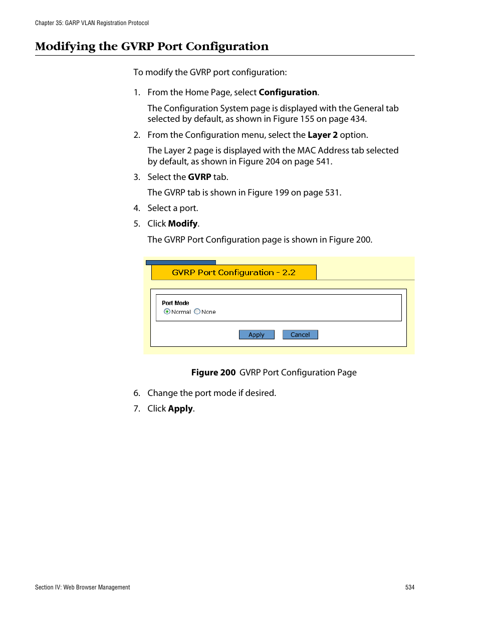 Modifying the gvrp port configuration | Allied Telesis AT-S60 User Manual | Page 535 / 615