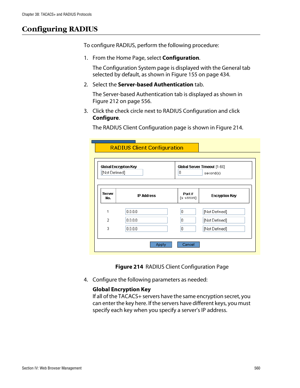 Configuring radius | Allied Telesis AT-S60 User Manual | Page 561 / 615