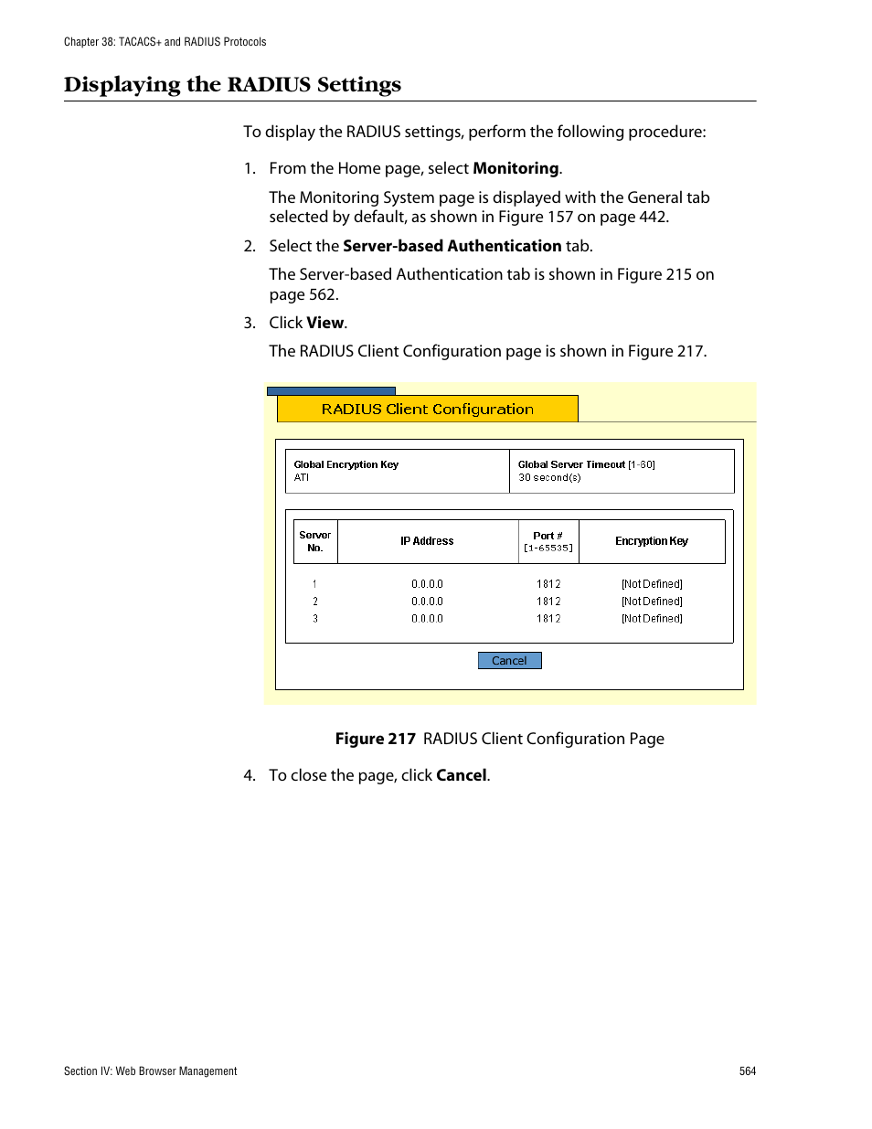 Displaying the radius settings | Allied Telesis AT-S60 User Manual | Page 565 / 615