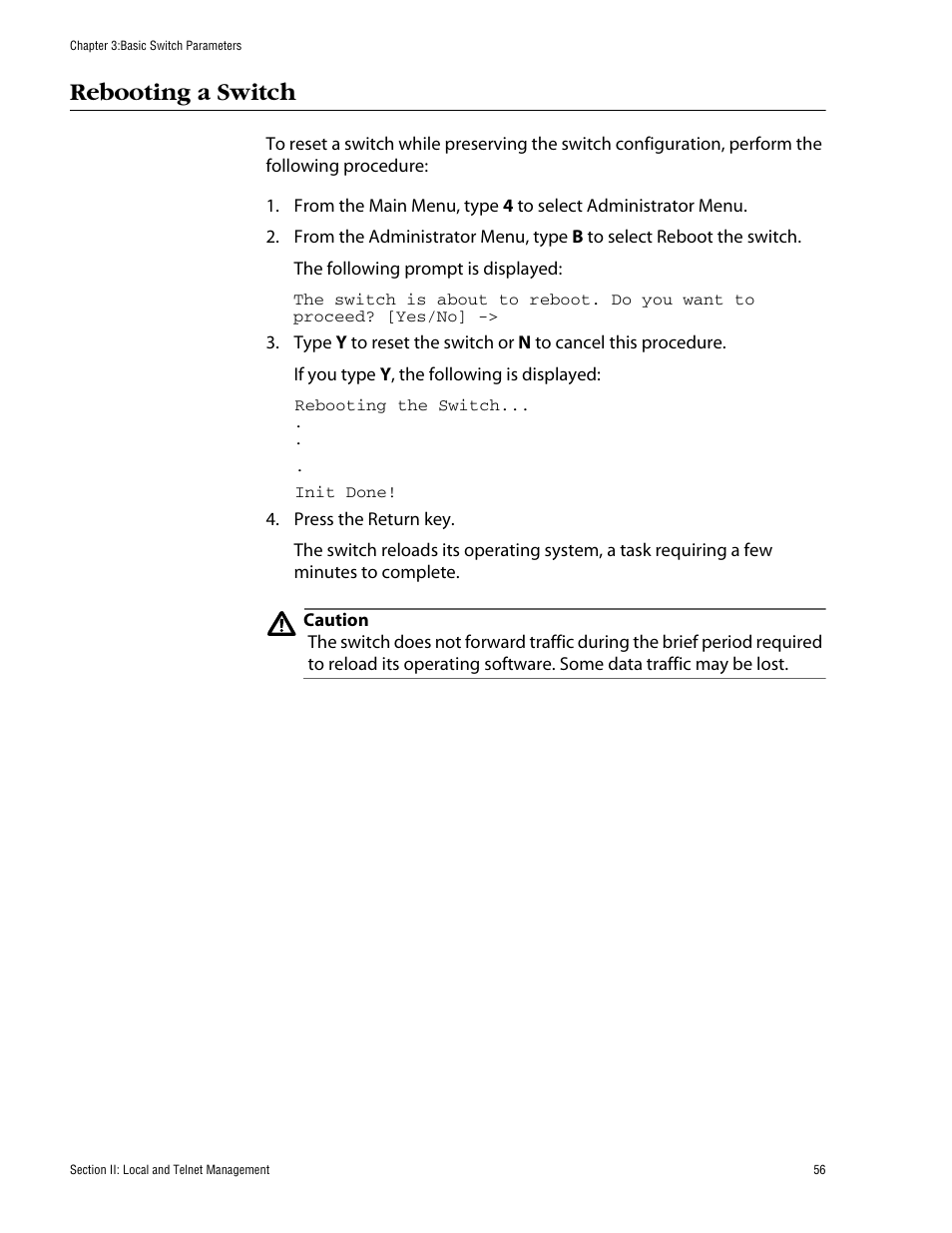 Rebooting a switch | Allied Telesis AT-S60 User Manual | Page 57 / 615
