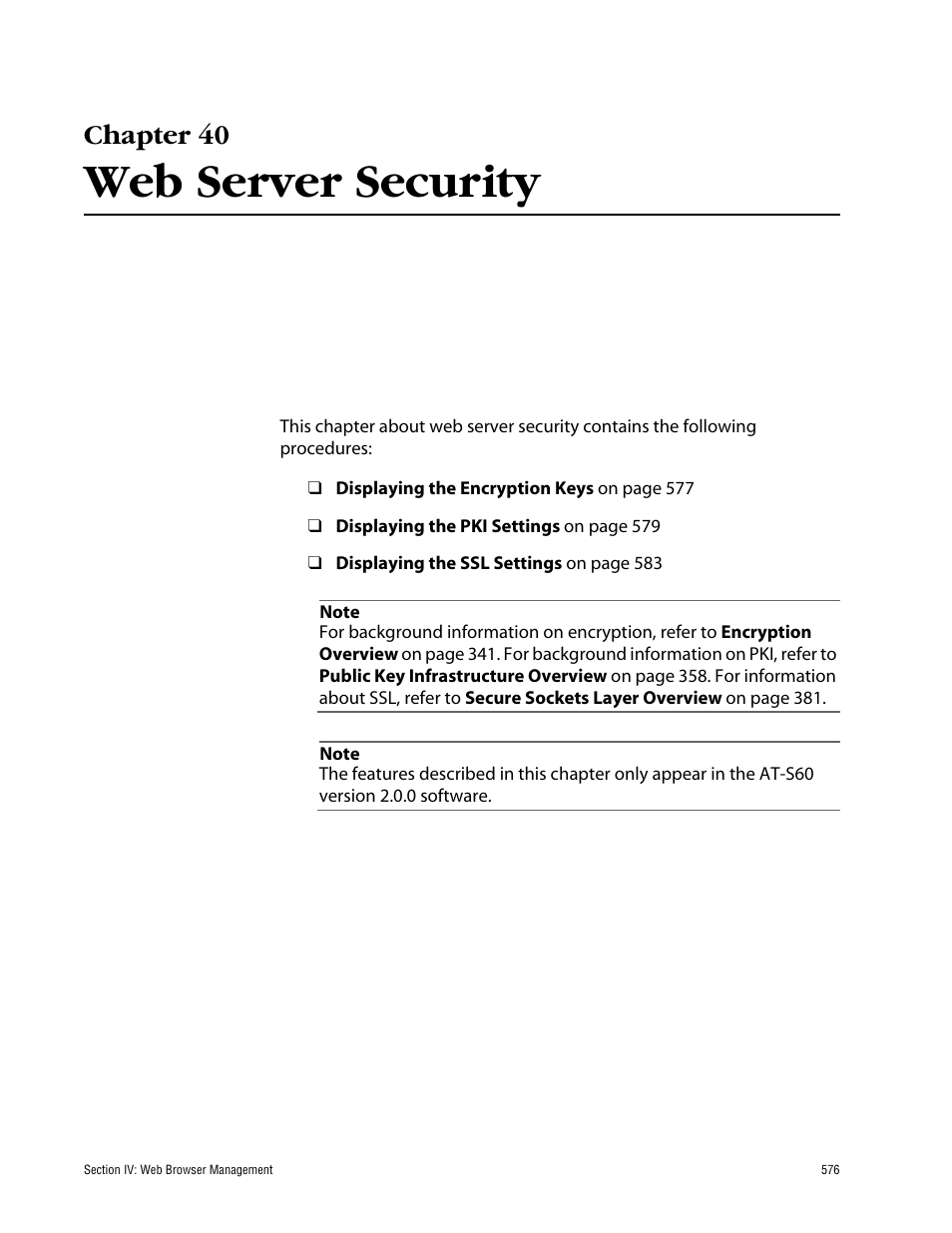 Chapter 40, Web server security | Allied Telesis AT-S60 User Manual | Page 577 / 615