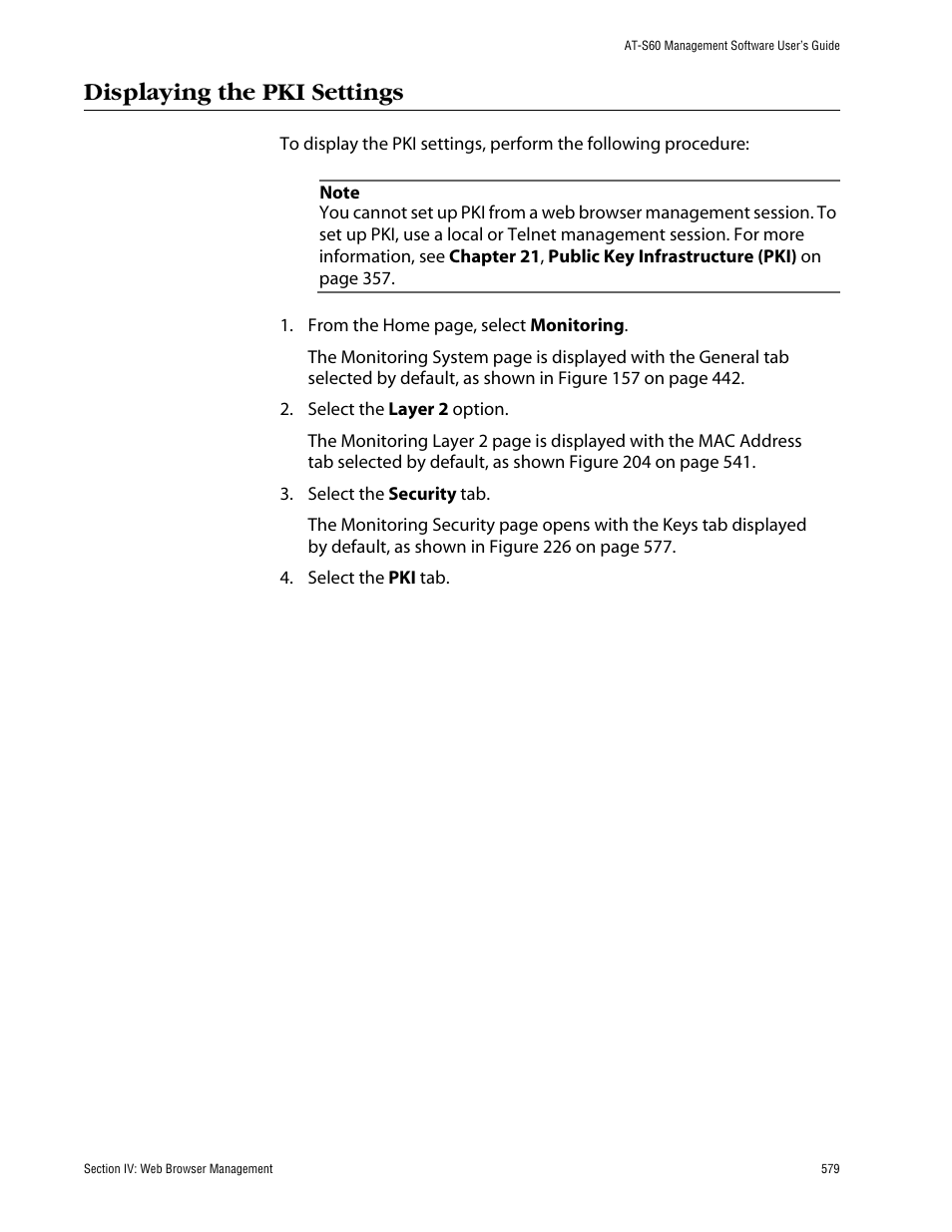 Displaying the pki settings | Allied Telesis AT-S60 User Manual | Page 580 / 615