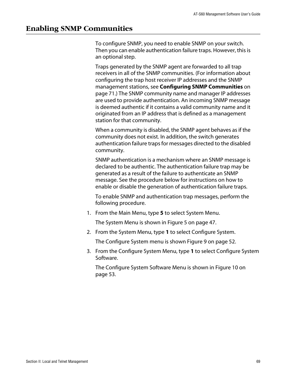 Enabling snmp communities | Allied Telesis AT-S60 User Manual | Page 70 / 615