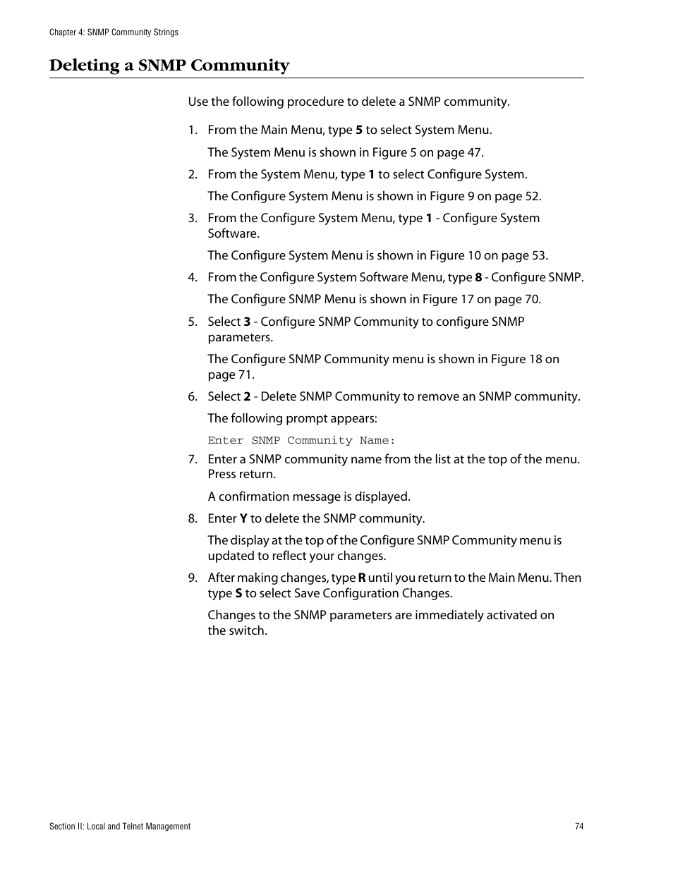 Deleting a snmp community | Allied Telesis AT-S60 User Manual | Page 75 / 615