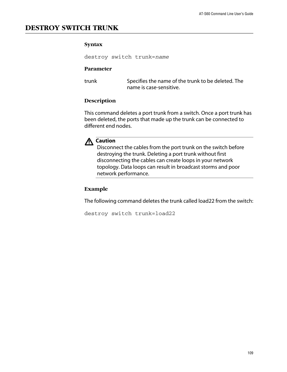 Destroy switch trunk | Allied Telesis AT-S60 User Manual | Page 111 / 303