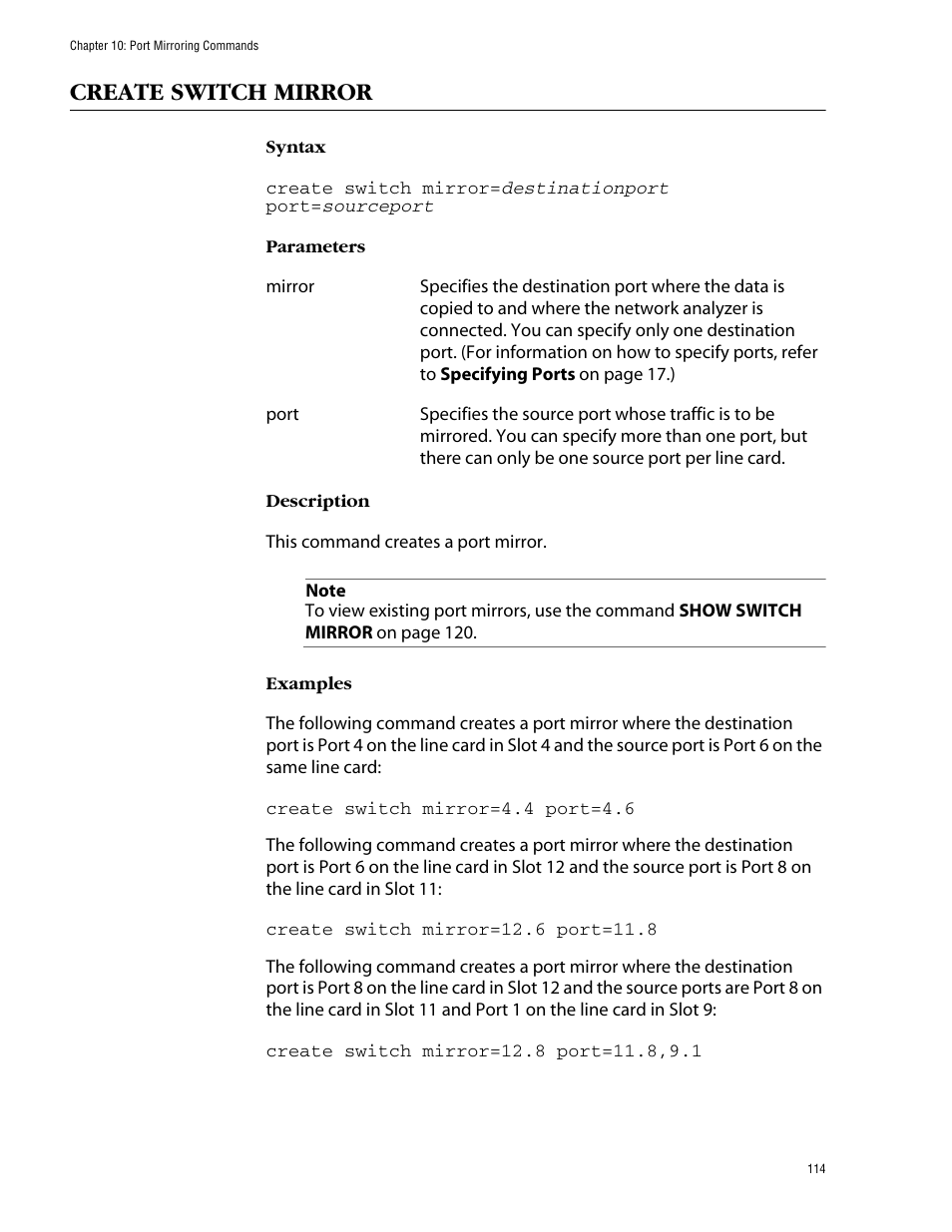 Create switch mirror | Allied Telesis AT-S60 User Manual | Page 116 / 303