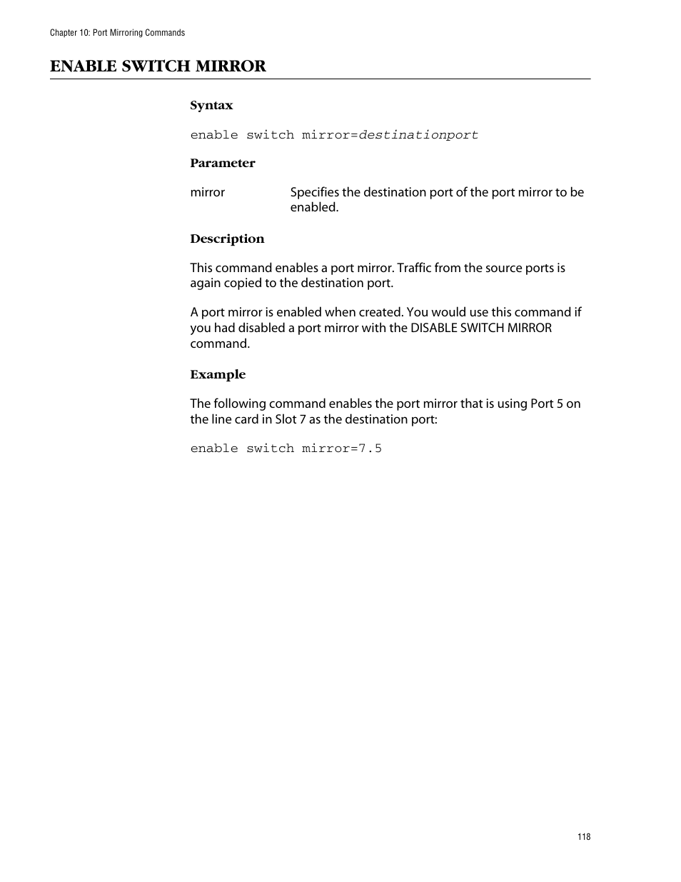 Enable switch mirror | Allied Telesis AT-S60 User Manual | Page 120 / 303