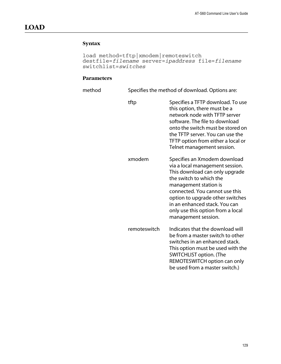 Load | Allied Telesis AT-S60 User Manual | Page 131 / 303