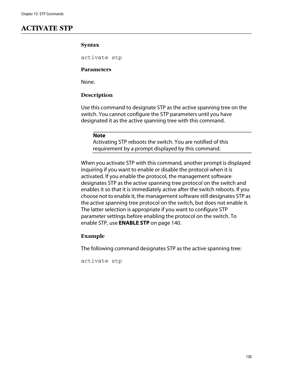 Activate stp | Allied Telesis AT-S60 User Manual | Page 140 / 303