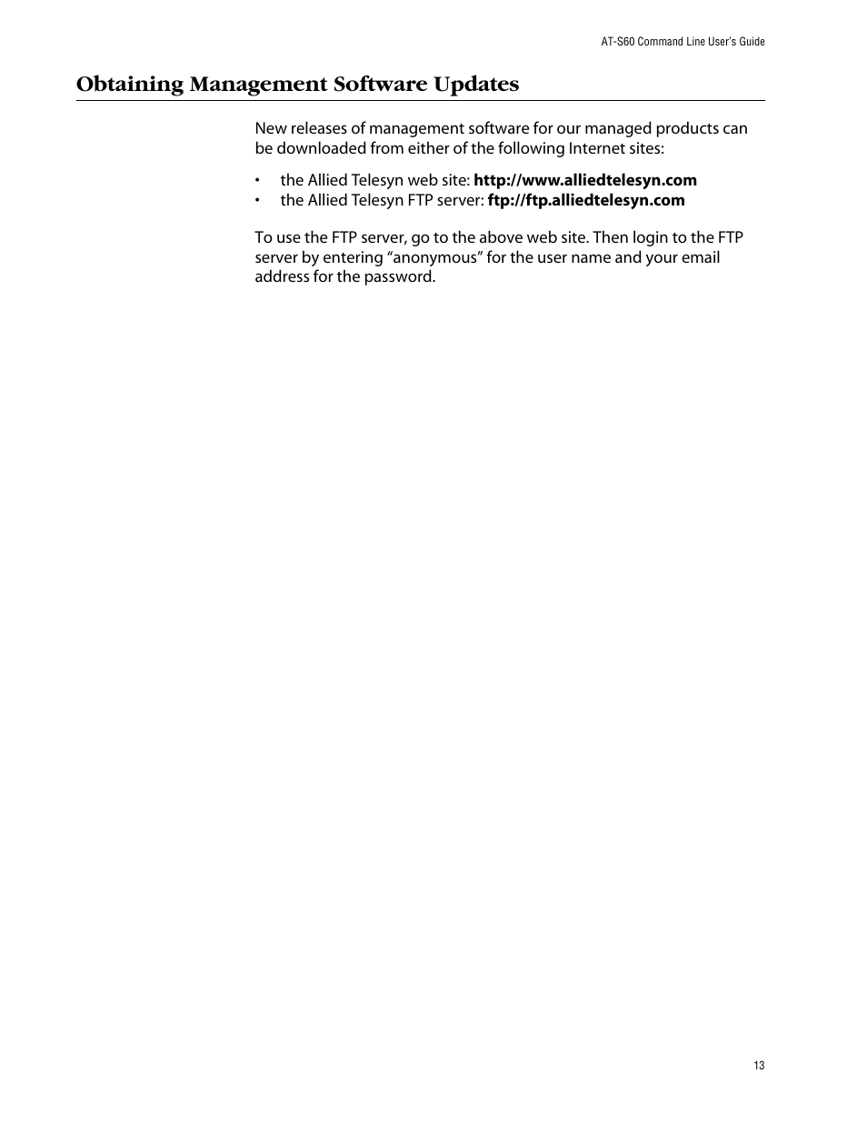 Obtaining management software updates | Allied Telesis AT-S60 User Manual | Page 15 / 303