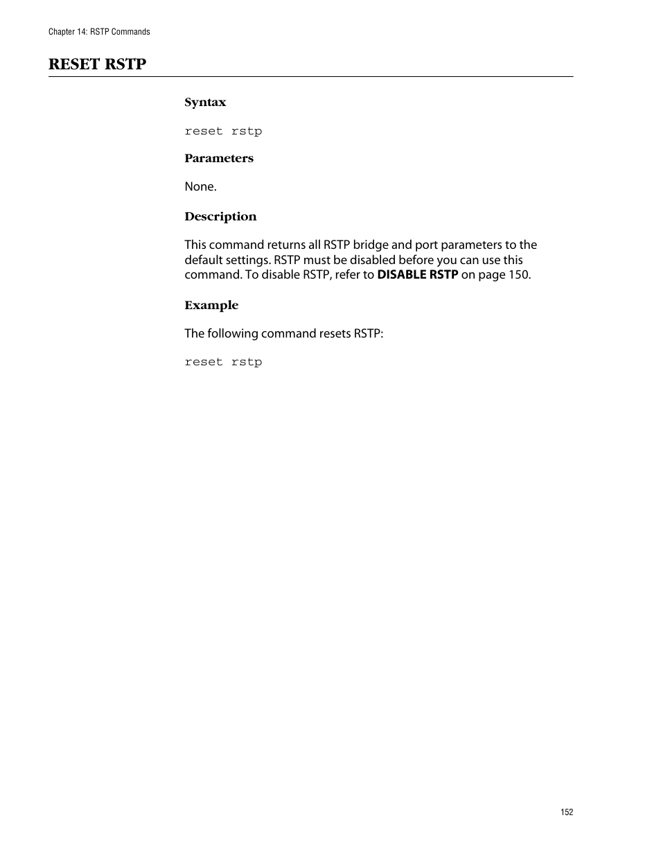 Reset rstp | Allied Telesis AT-S60 User Manual | Page 154 / 303