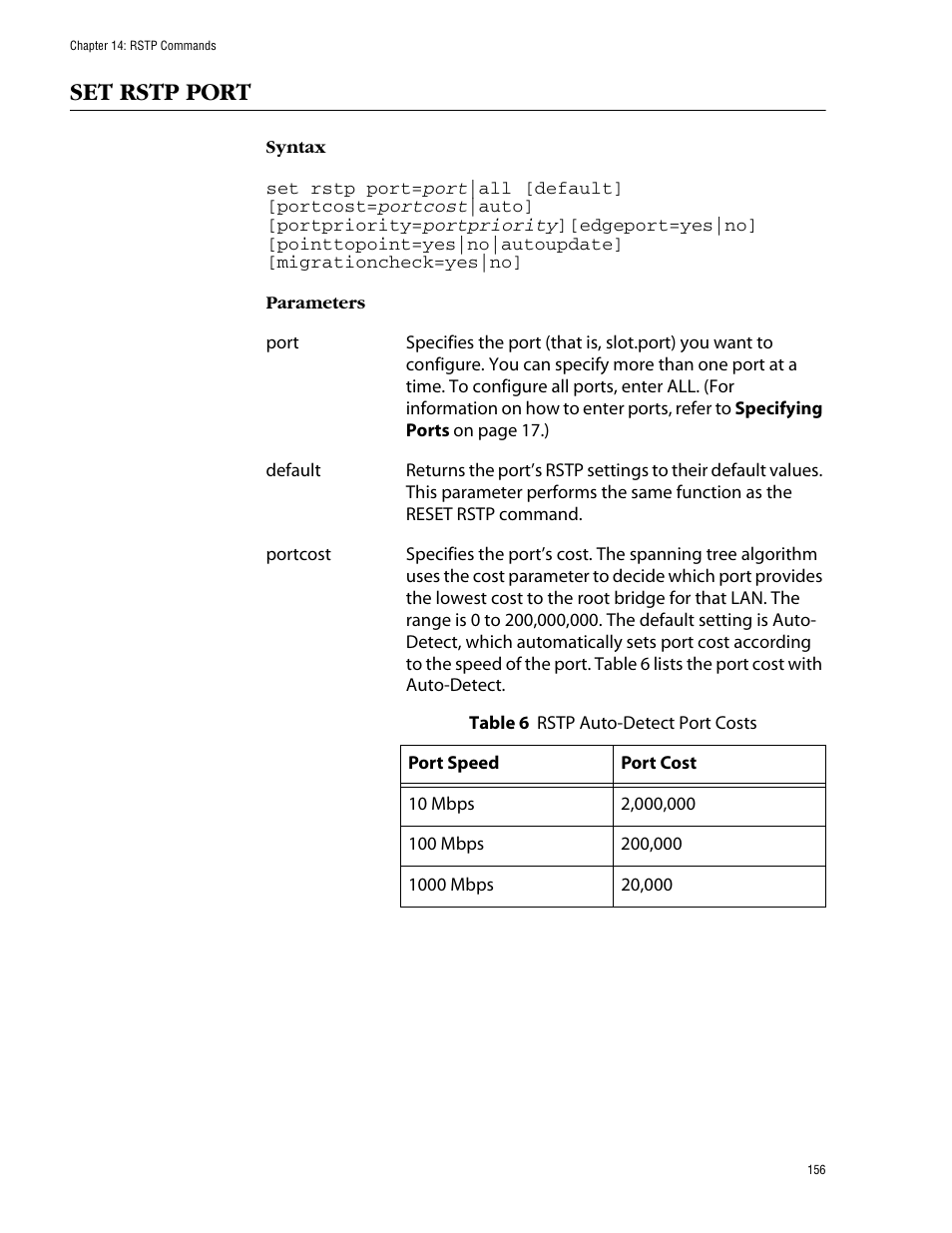 Set rstp port | Allied Telesis AT-S60 User Manual | Page 158 / 303