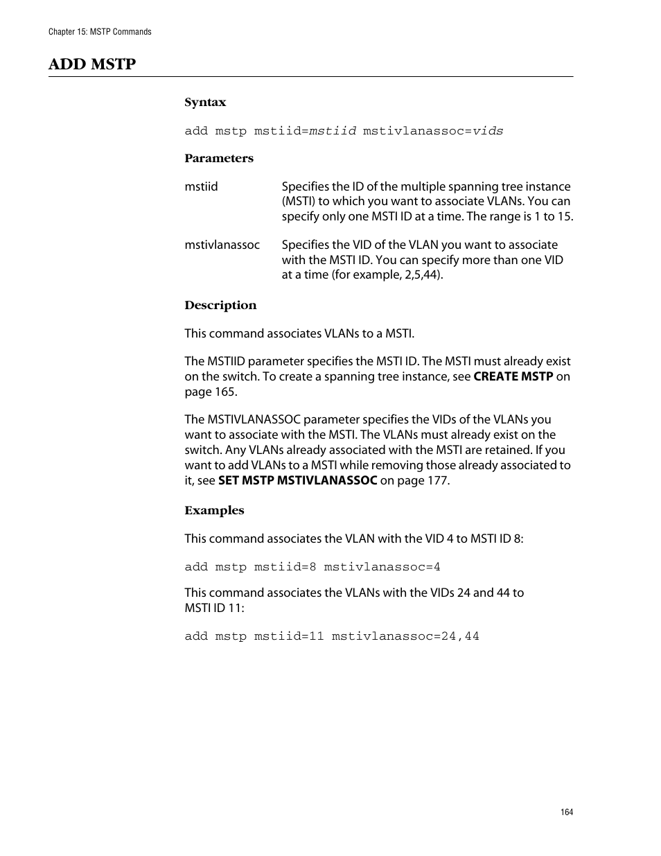 Add mstp | Allied Telesis AT-S60 User Manual | Page 166 / 303