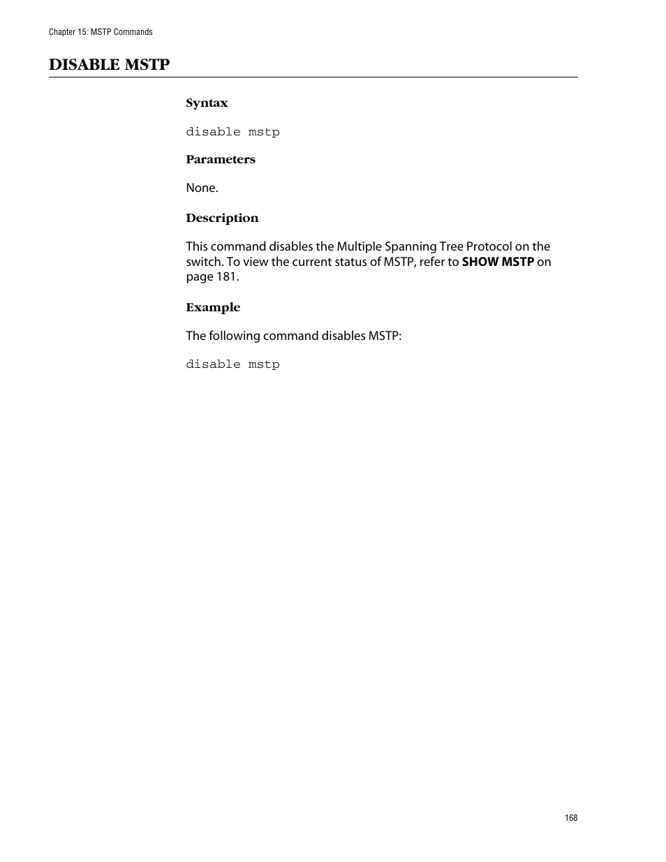 Disable mstp | Allied Telesis AT-S60 User Manual | Page 170 / 303